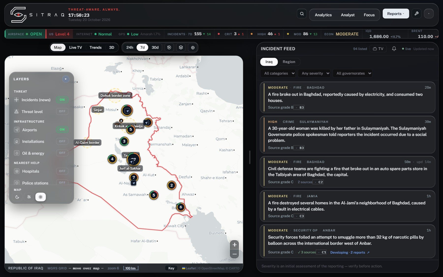 The SITRAQ live map